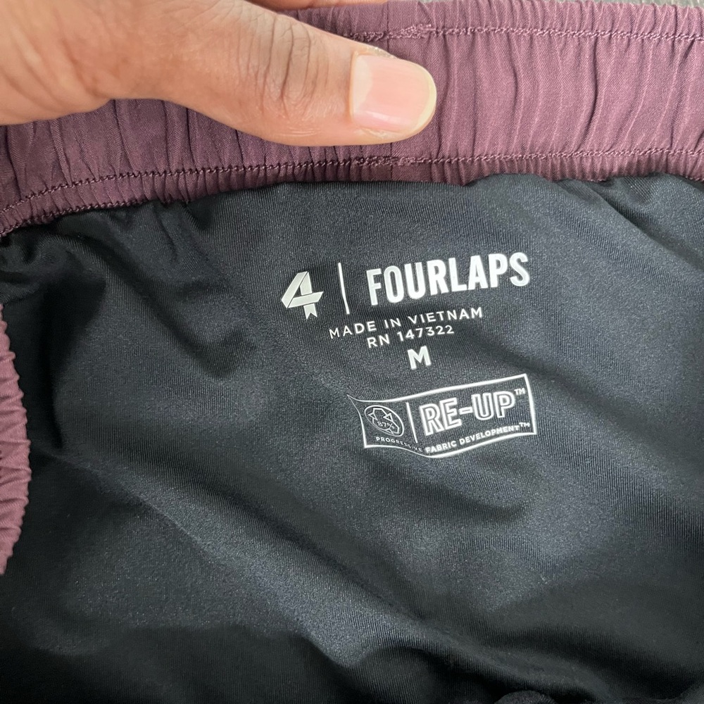 4 | FOURLAPS || MEN RUNNING SHORTS W/LINER || BURGUNDY AND BLACK - Picture 9 of 10